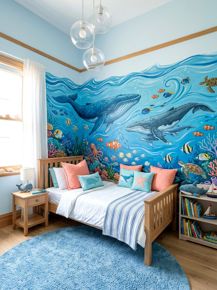 Underwater Sea Life Kids Mural - 30 mural kids bedroom ideas