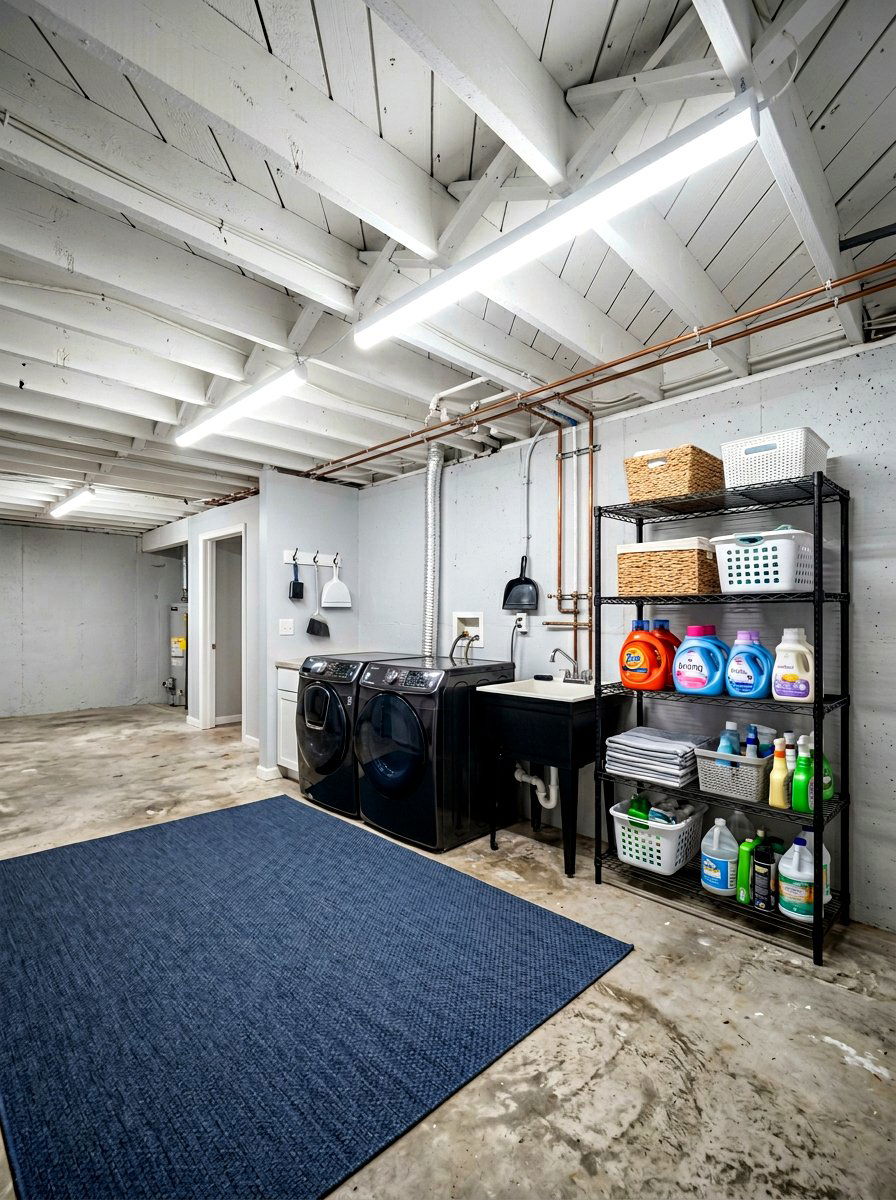 Unfinished basement laundry area - 30 basement laundry area ideas