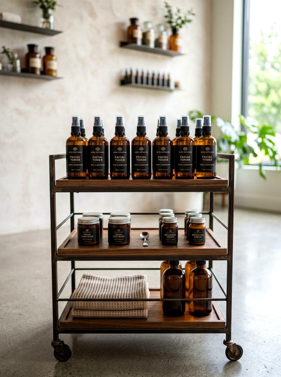 Uniform Glass Spray Bottles For Beauty Liquids - 30 beauty cart organization ideas
