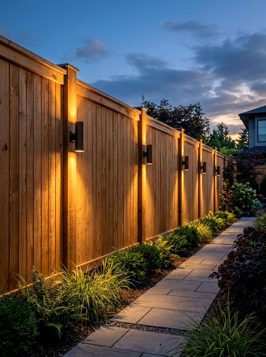 Up and down fence lights - 30 fence lighting ideas