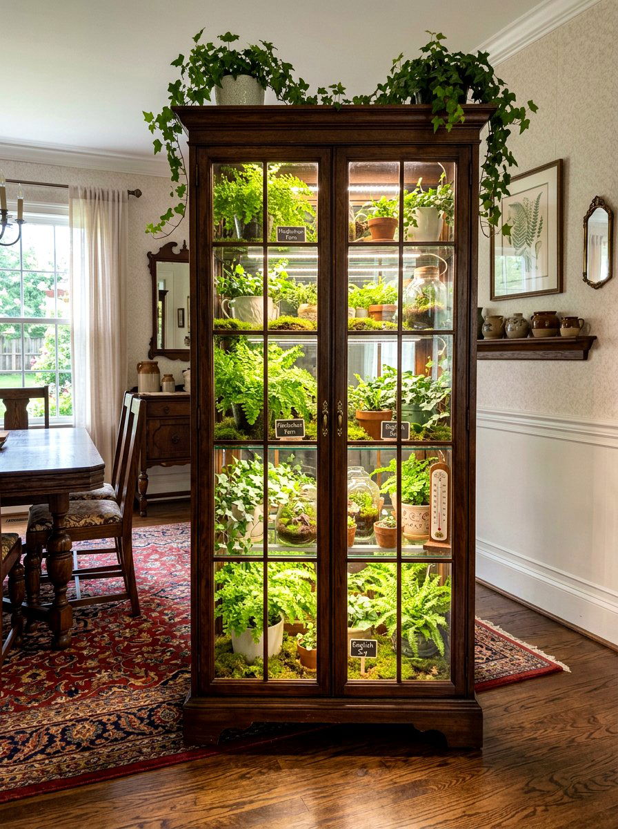 Upcycled Cabinet Greenhouse - 30 mini greenhouse ideas