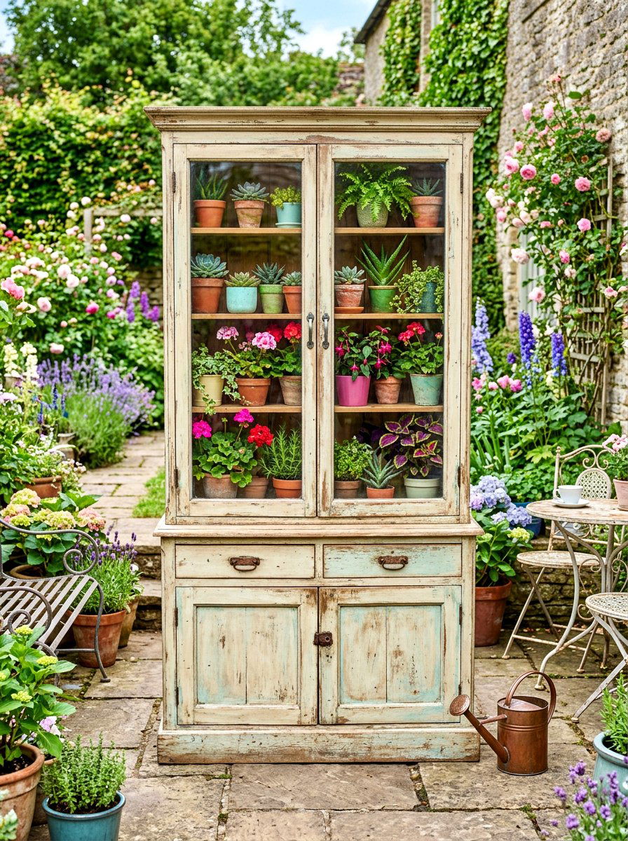 Upcycled Furniture Greenhouse - 30 budget greenhouse ideas