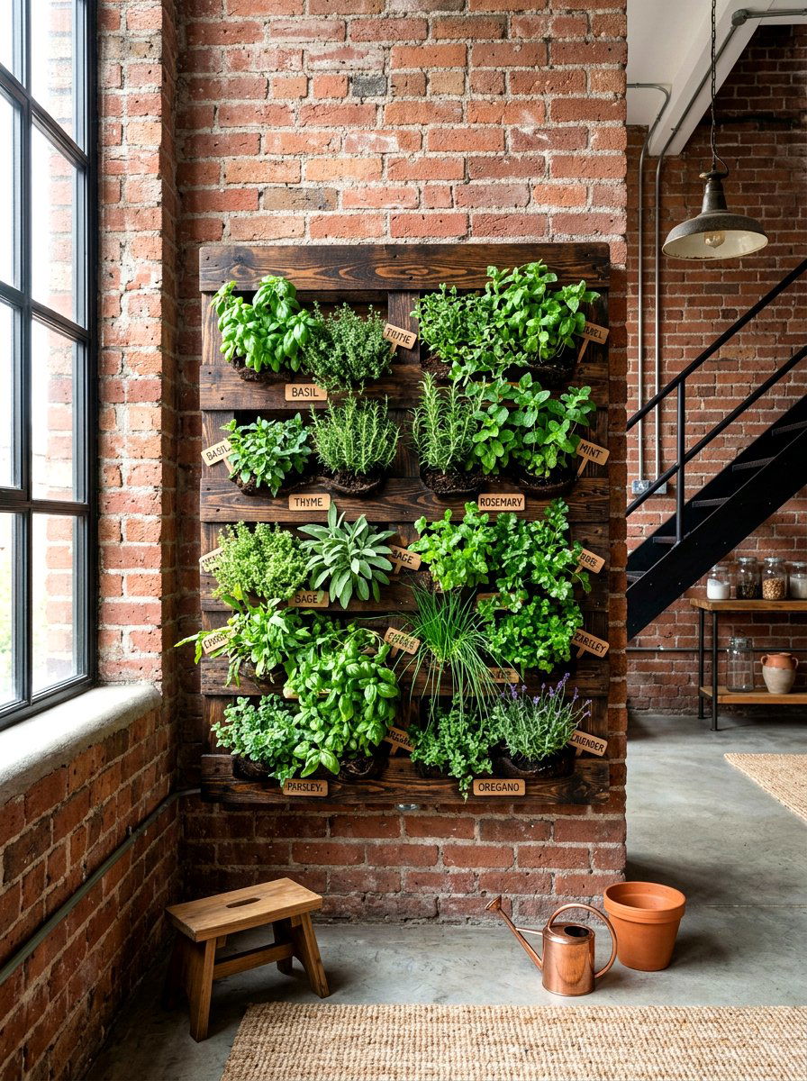 Upcycled Pallet Herb Wall - 30 indoor herb garden ideas