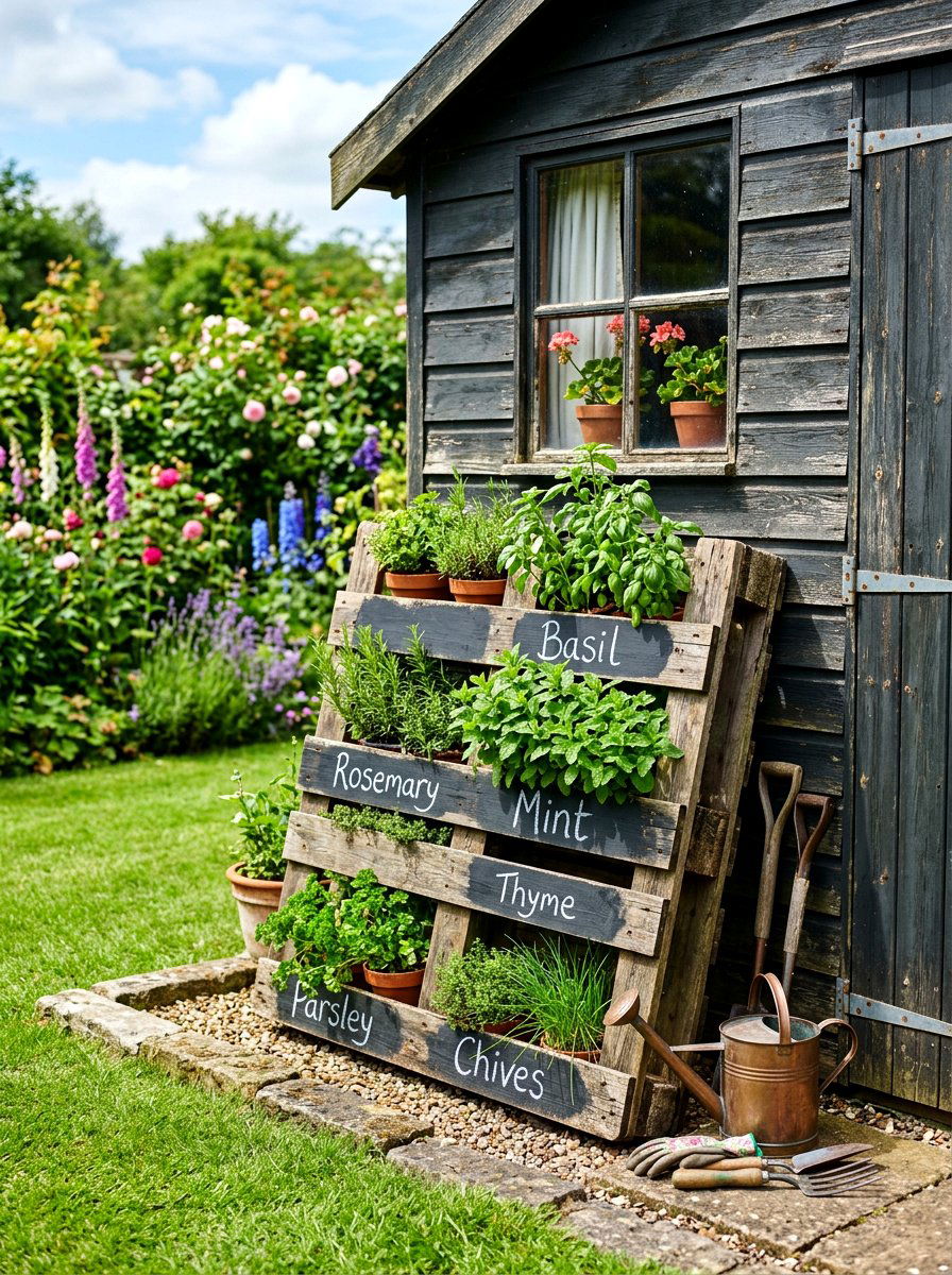 Upcycled pallet herb garden - 30 herb garden planter ideas
