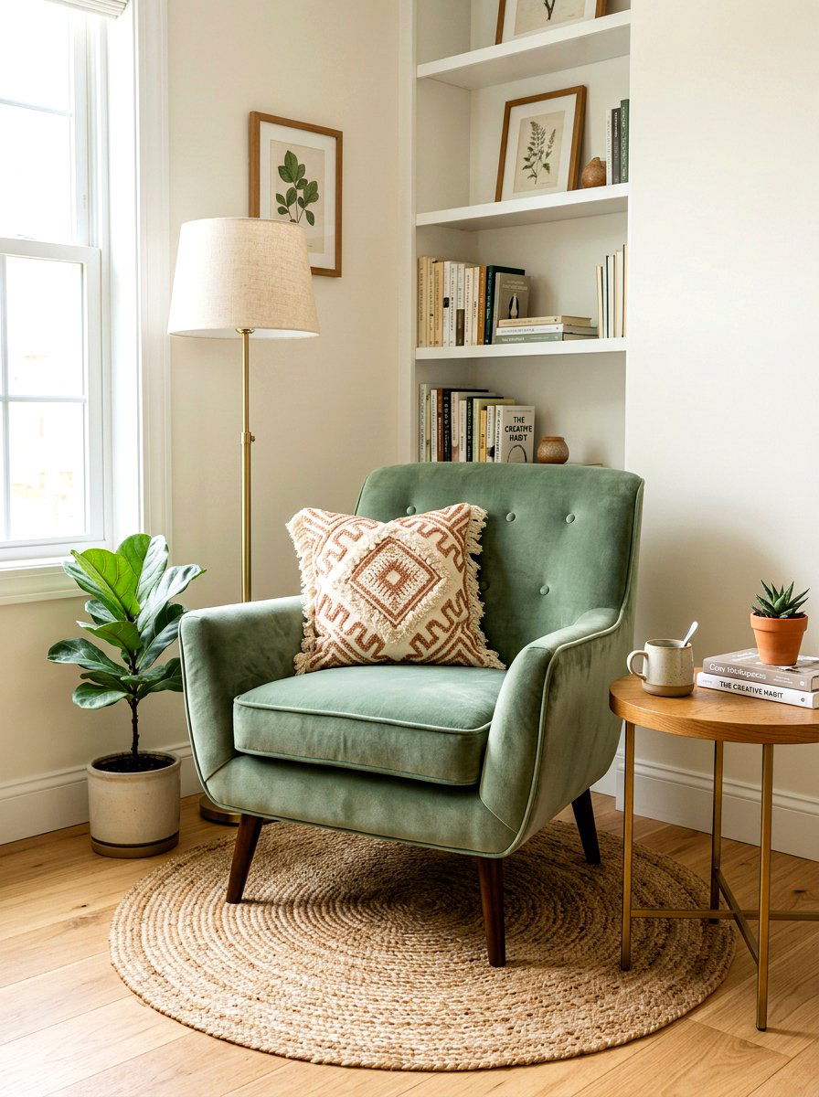 Upholstered Accent Chair - 30 calming home office ideas