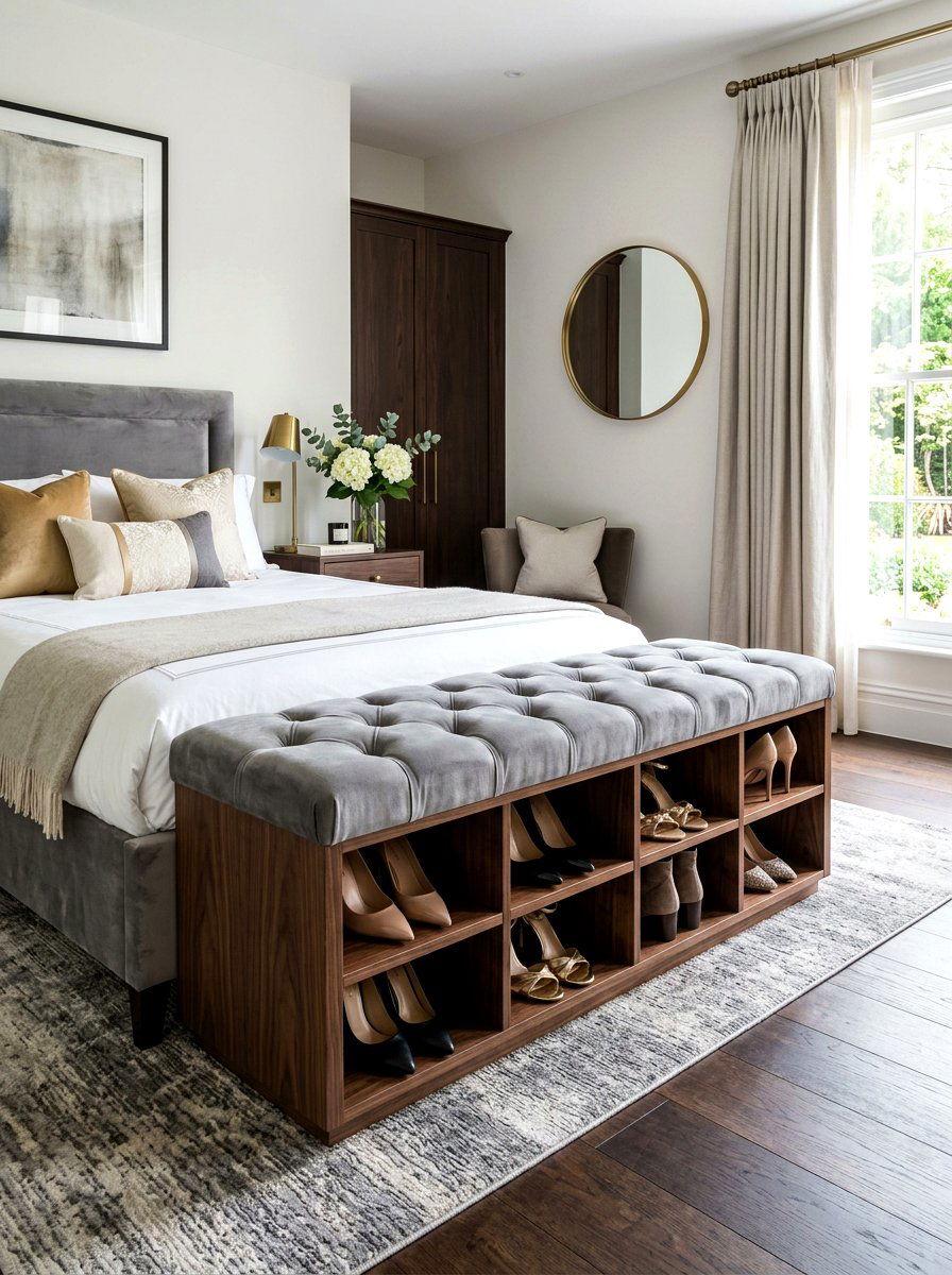 Upholstered Bench With Shoe Compartments - 30 shoe cubby bench ideas