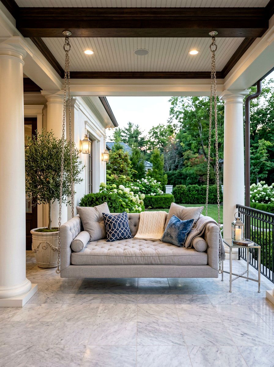 Upholstered Daybed Swing - 30 hanging daybed ideas