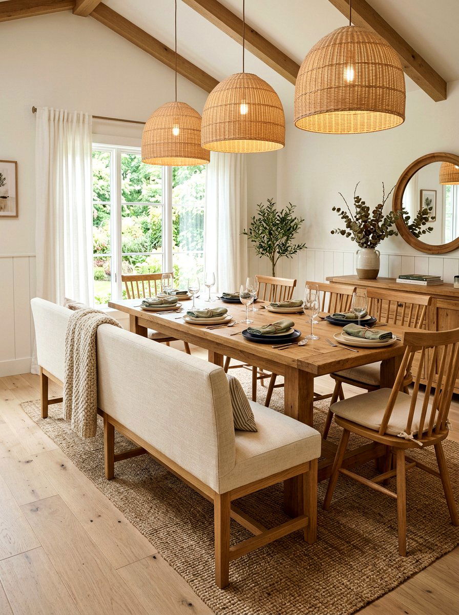 Upholstered Dining Bench - 30 quiet luxury dining room ideas