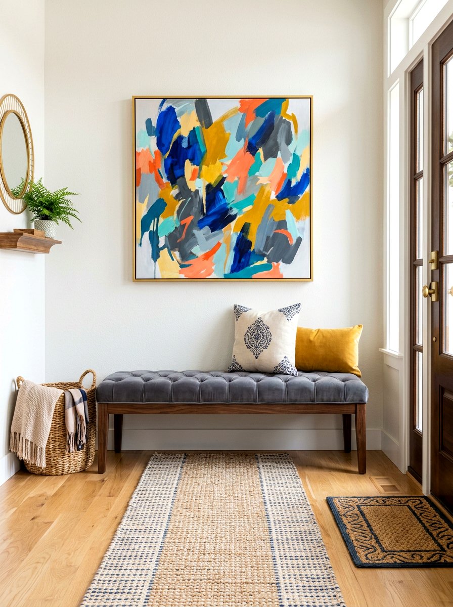 Upholstered Entryway Bench - 30 welcoming entryway ideas