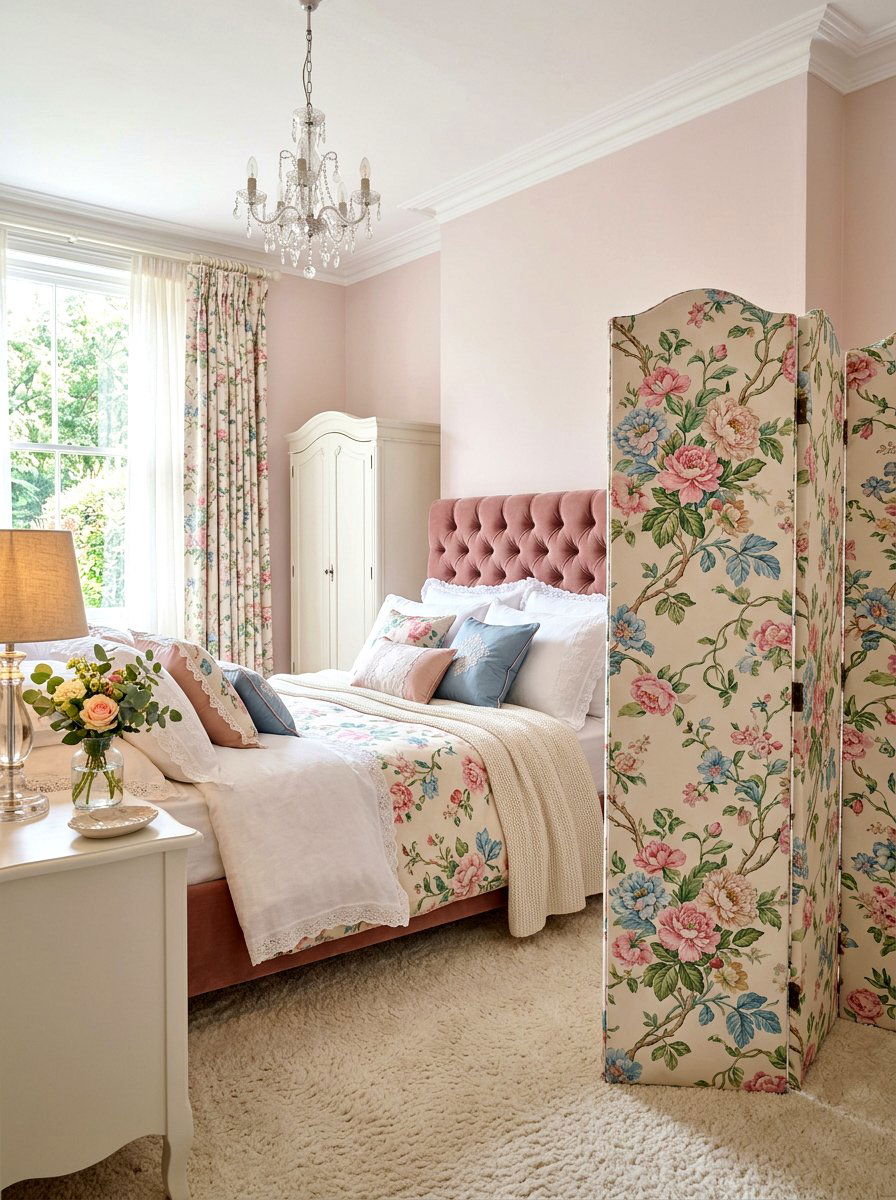 Upholstered Fabric Divider - 30 folding screen ideas