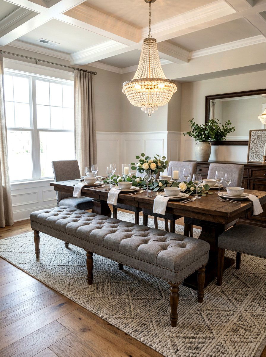 Upholstered Farmhouse Bench - 30 farmhouse dining bench ideas