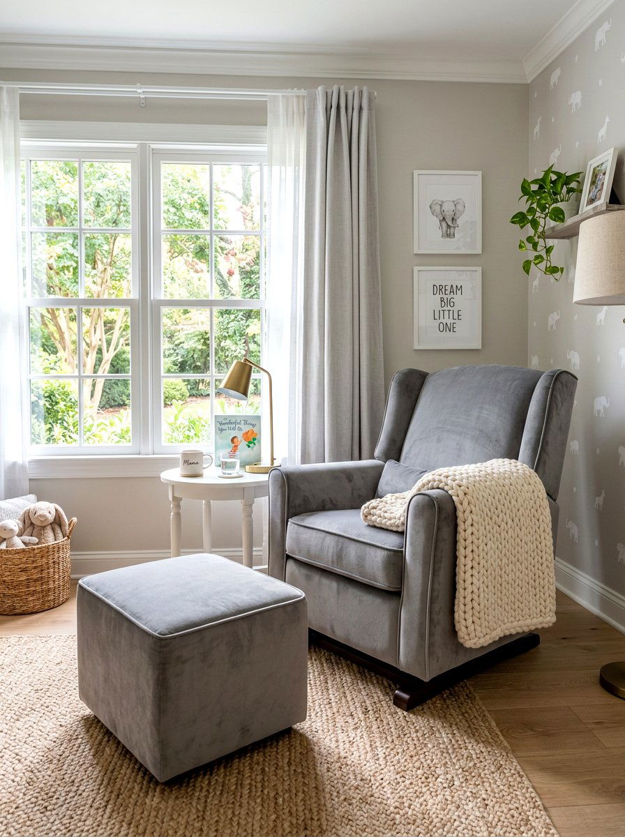 Upholstered Nursery Glider Chair - 30 English nursery decor ideas