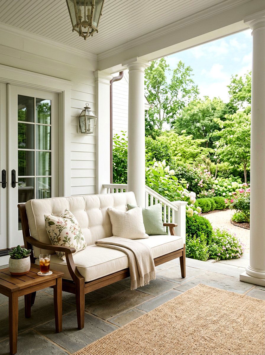 Upholstered Patio Bench - 30 outdoor bench ideas