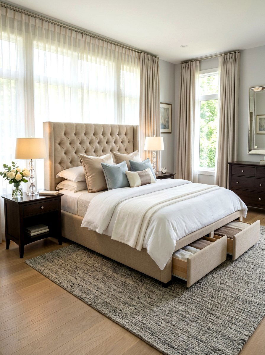 Upholstered Storage Bed - 30 storage bed apartment ideas