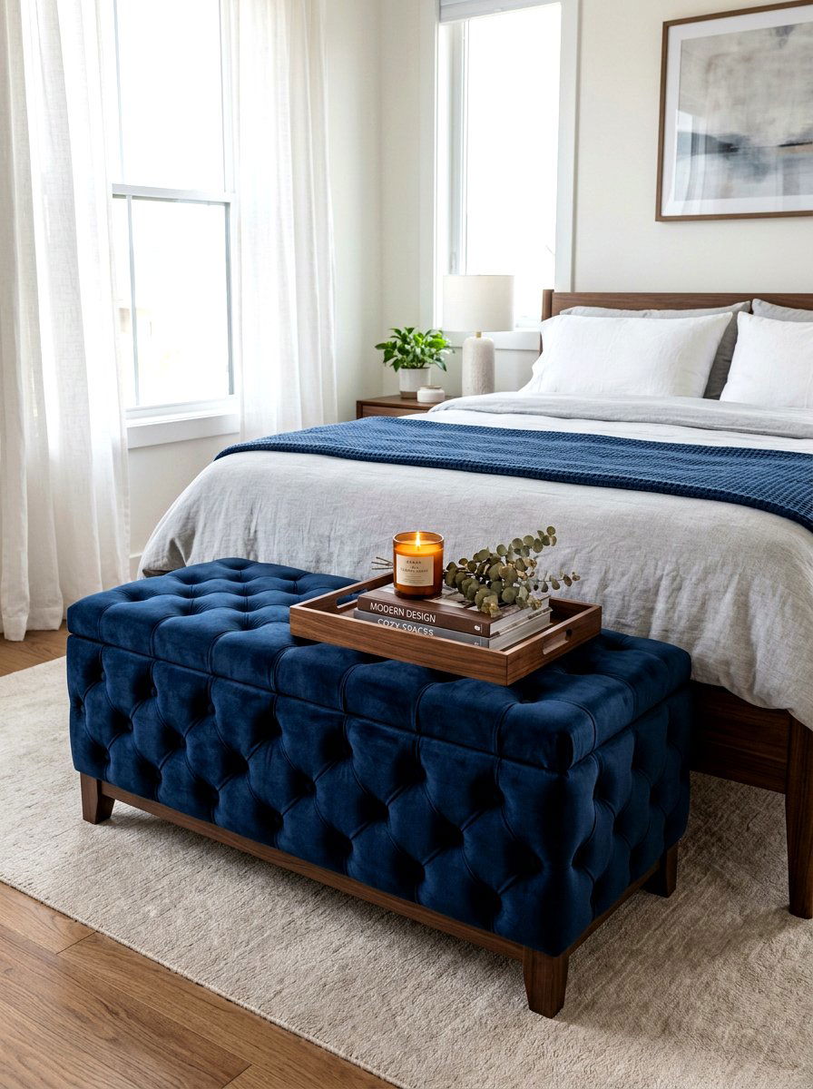 Upholstered Storage Ottoman - 30 bedroom sitting area ideas
