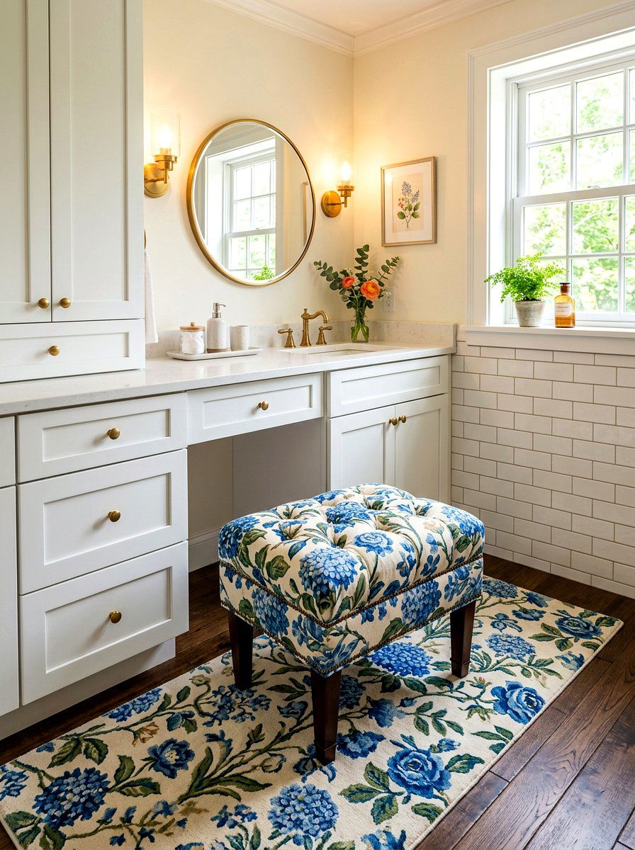Upholstered Vanity Stool - 30 vanity stool bathroom ideas