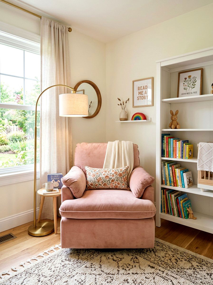 Upholstered chair nursery reading corner - 30 nursery reading corner ideas