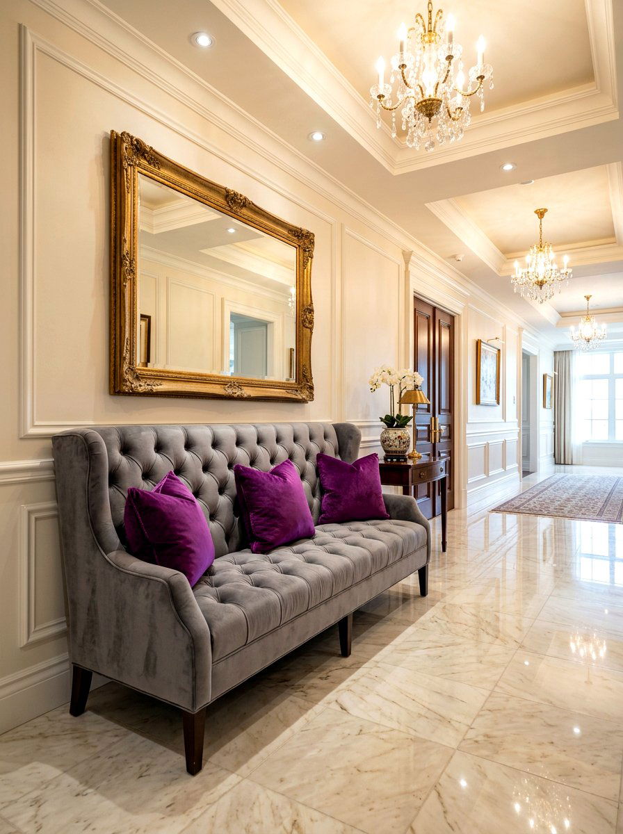 Upholstered hallway bench - 30 hallway reading nook ideas
