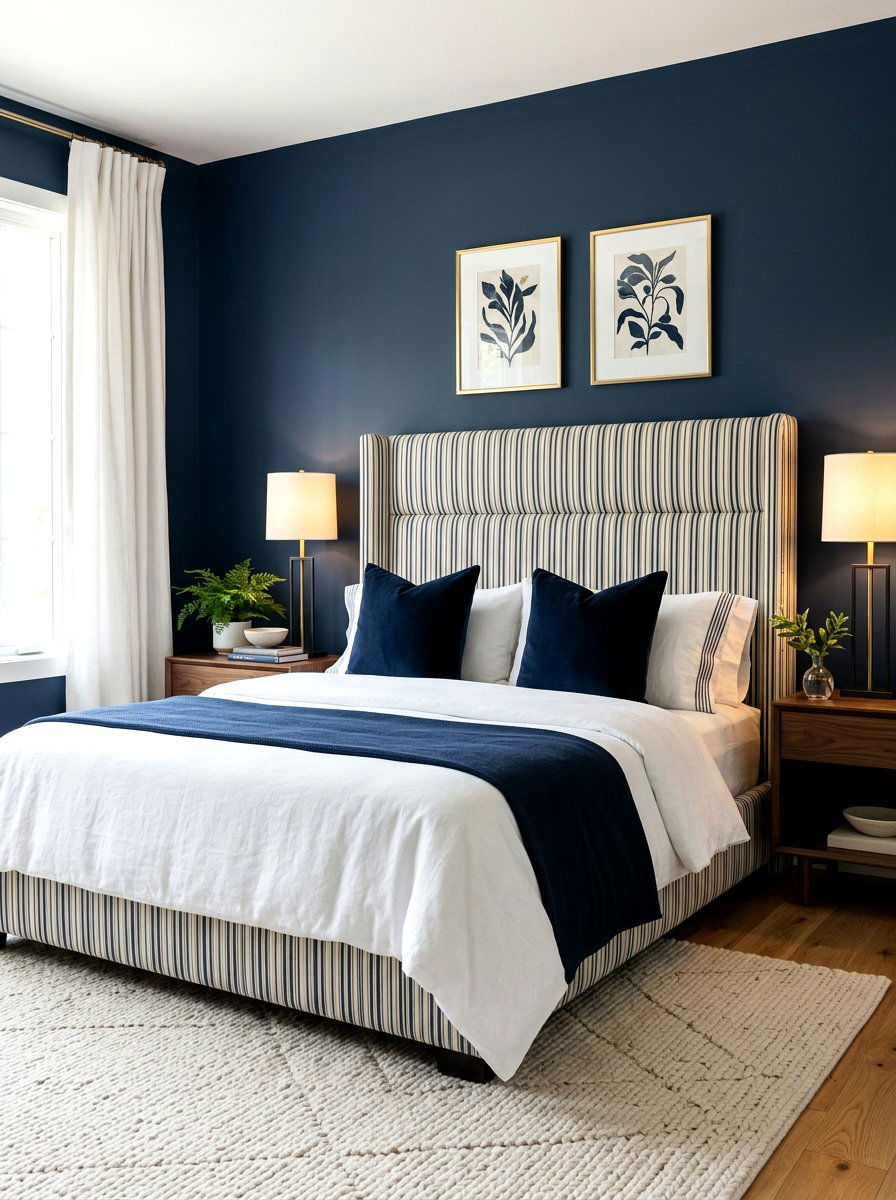 Upholstered headboard panel - 30 English country bedroom ideas