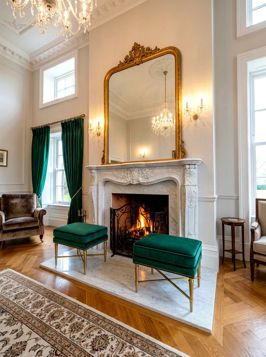 Upholstered hearth stool - 30 hearth seating ideas