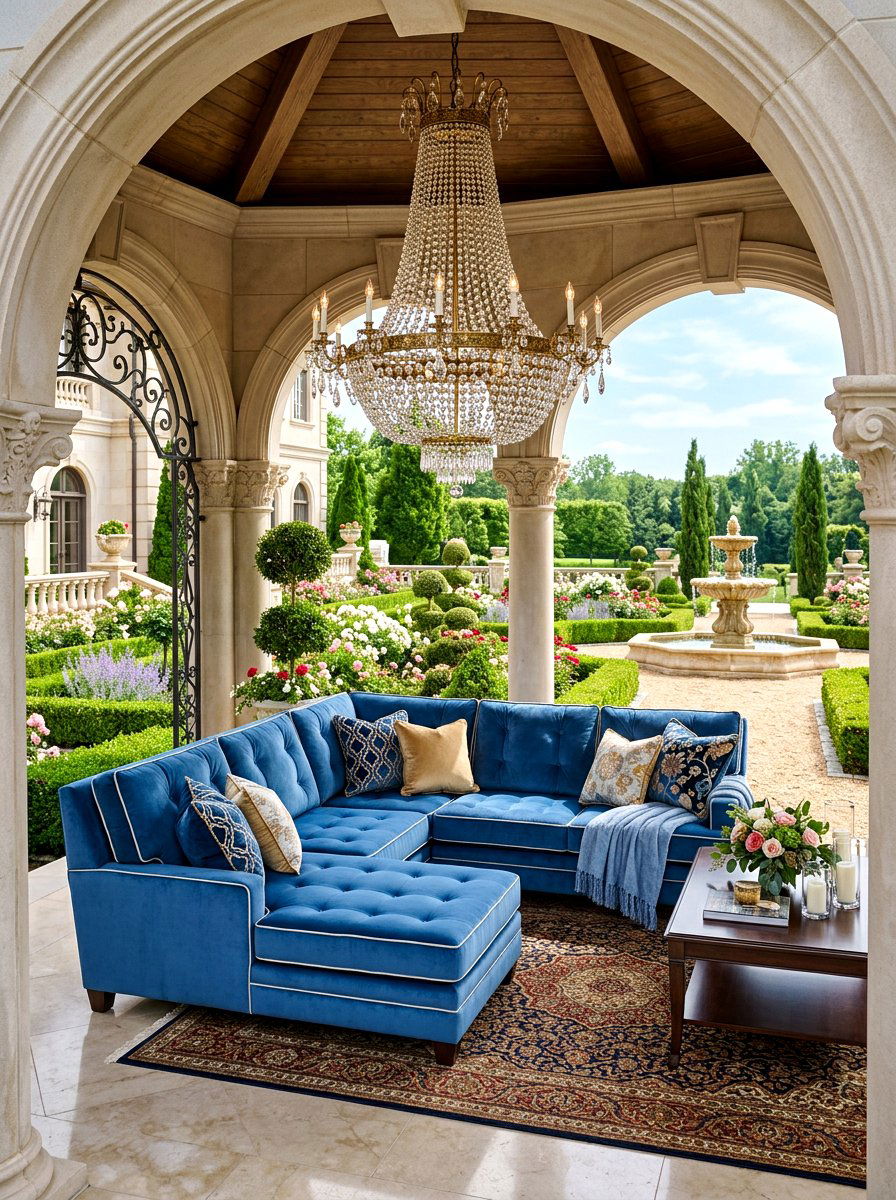 Upholstered outdoor sofa - 30 pavilion lounge furniture ideas
