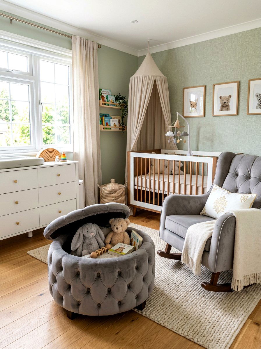 Upholstered storage ottoman - 30 stuffed animal storage ideas
