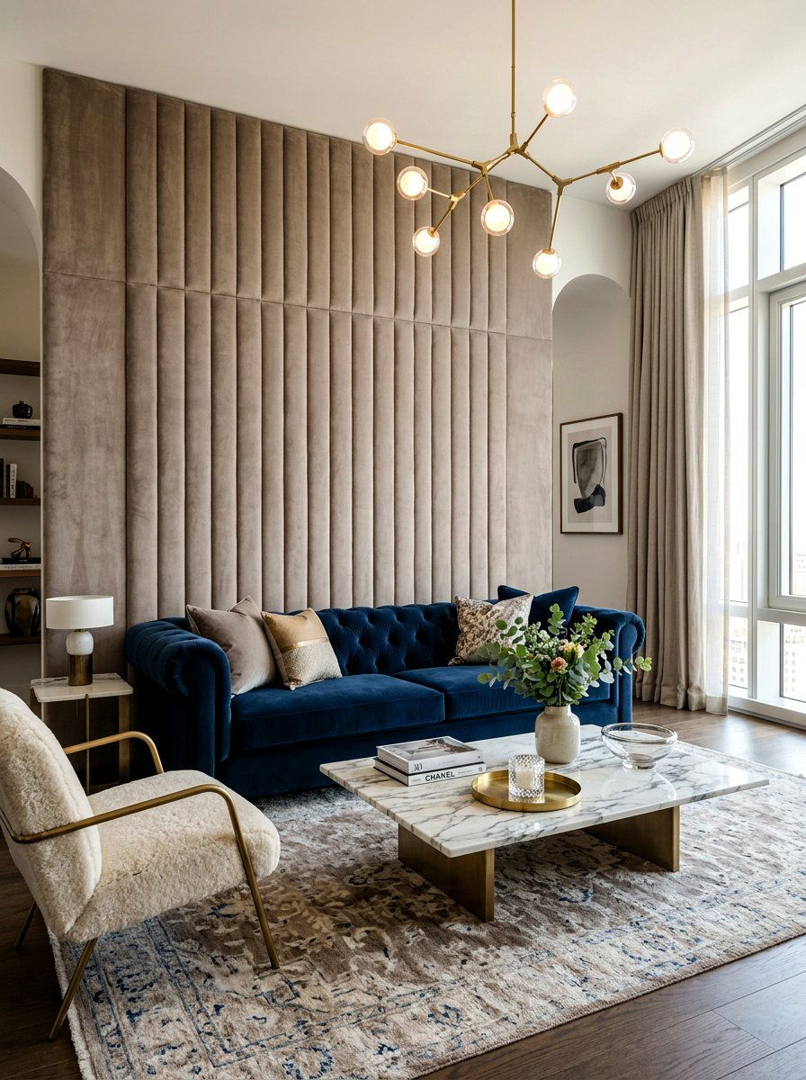 Upholstered wall panels - 30 acoustic living room ideas