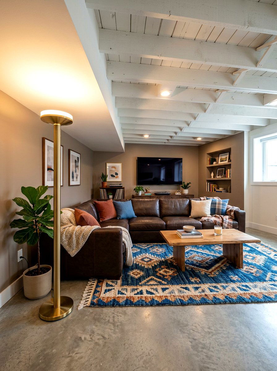 Uplight Floor Lamp - 30 dark basement lighting ideas