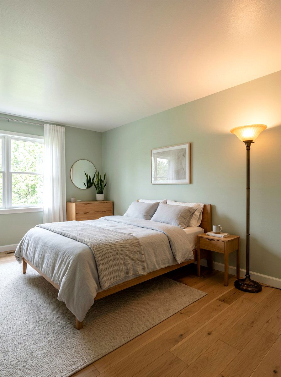 Uplighting floor lamp - 30 circadian bedroom lighting ideas