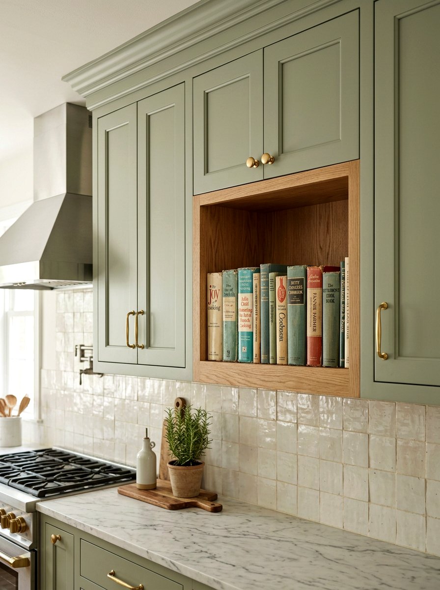 Upper Cabinet Niche - 30 kitchen cookbook storage ideas