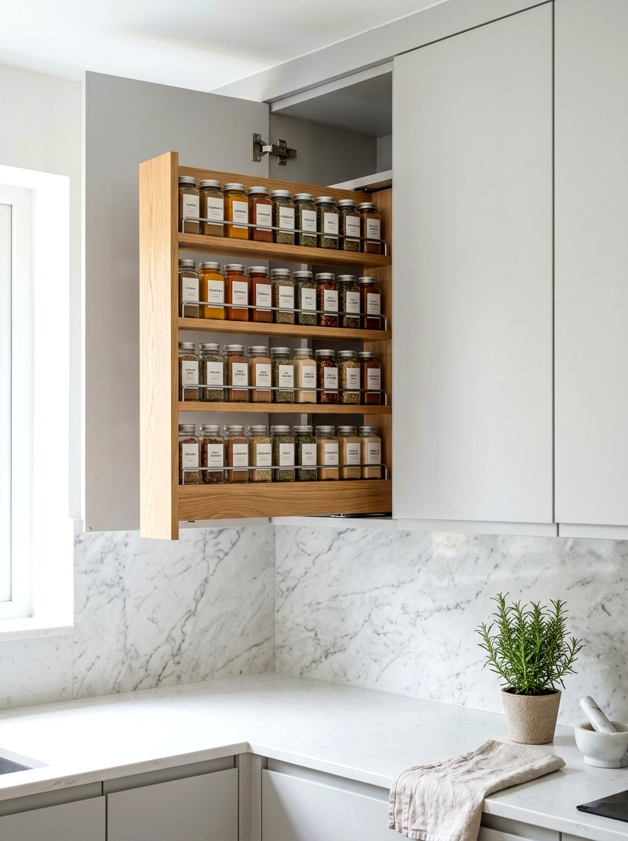 Upper Cabinet Spice Drawer - 30 pull out spice rack ideas
