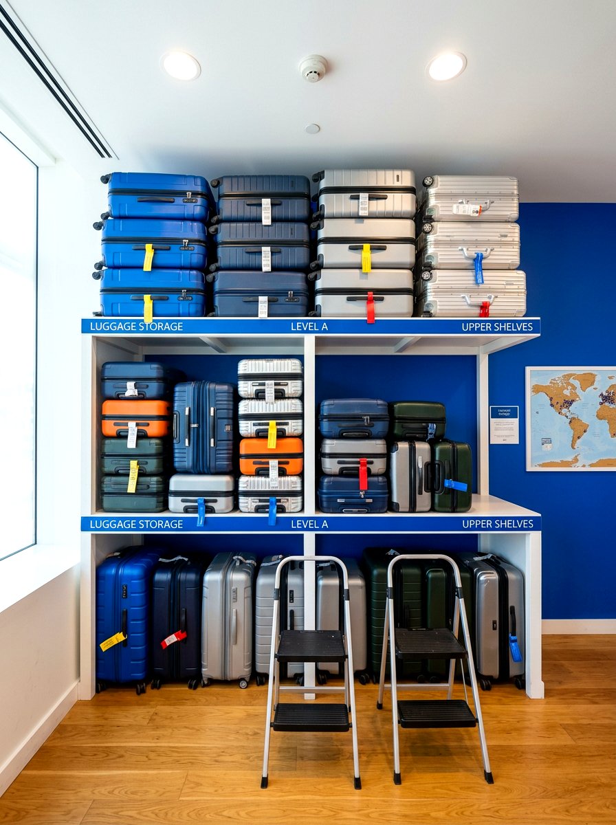 Upper Shelf Luggage Storage - 30 organizing a walk in closet ideas