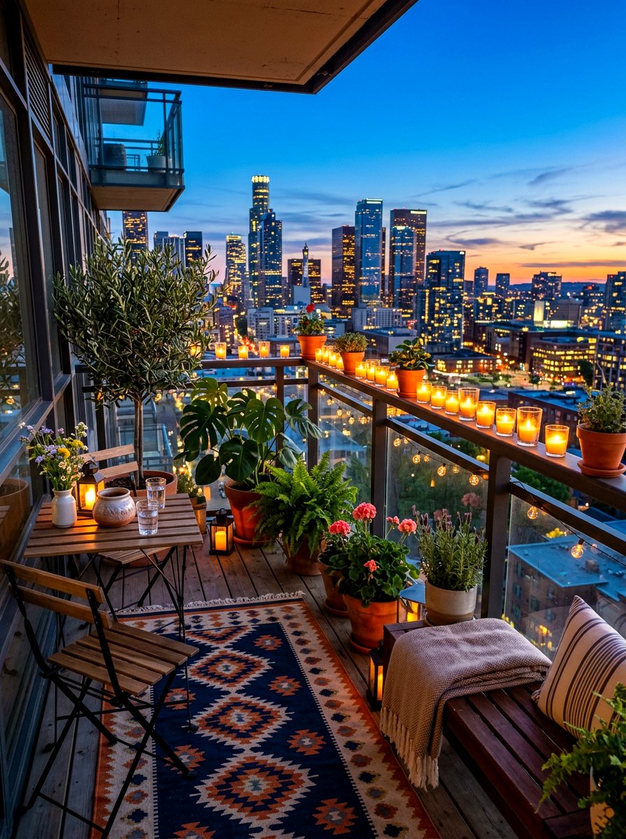Urban Balcony Setup - 30 backyard candlelight dinner ideas