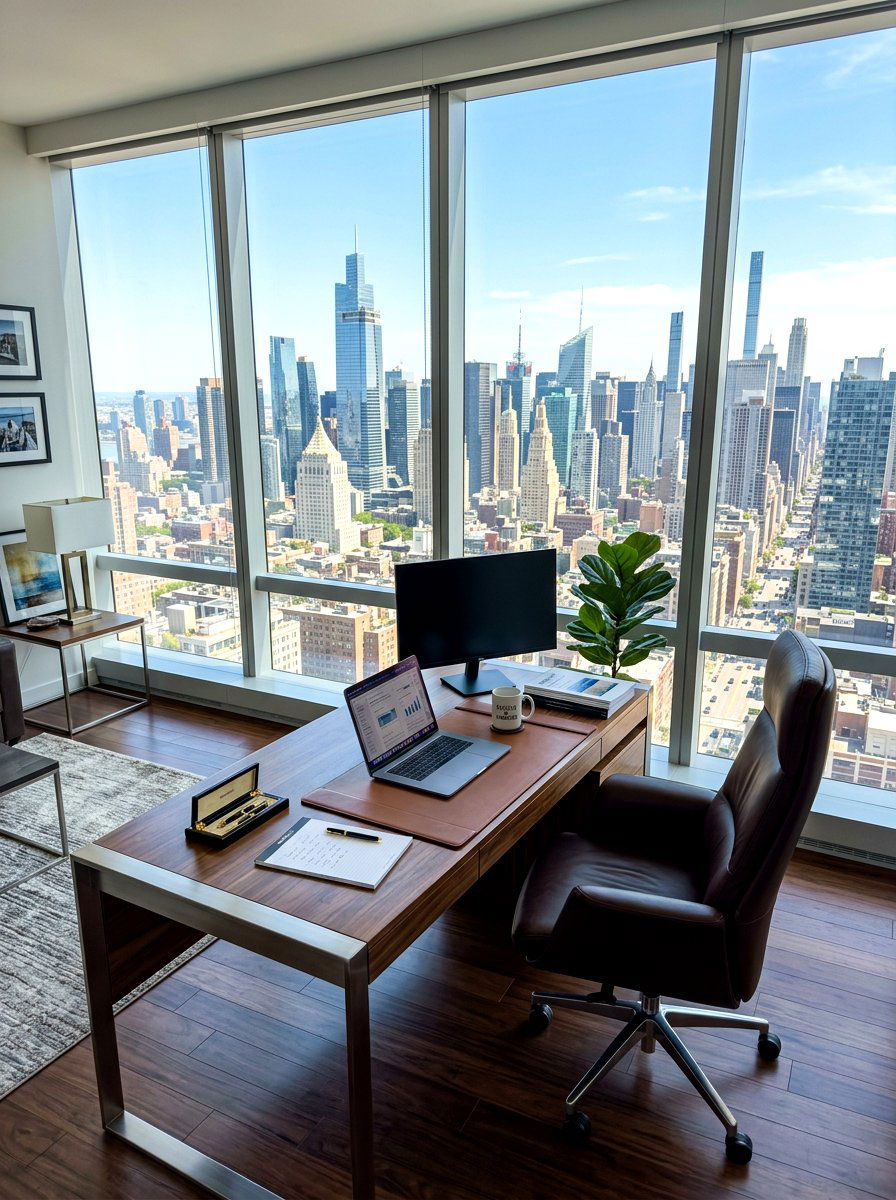 Urban City Skyline - 30 zoom background office ideas