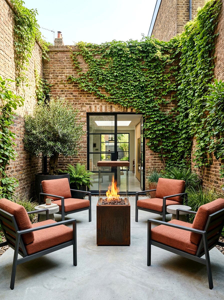 Urban Courtyard Fire Table - 30 fire table patio ideas