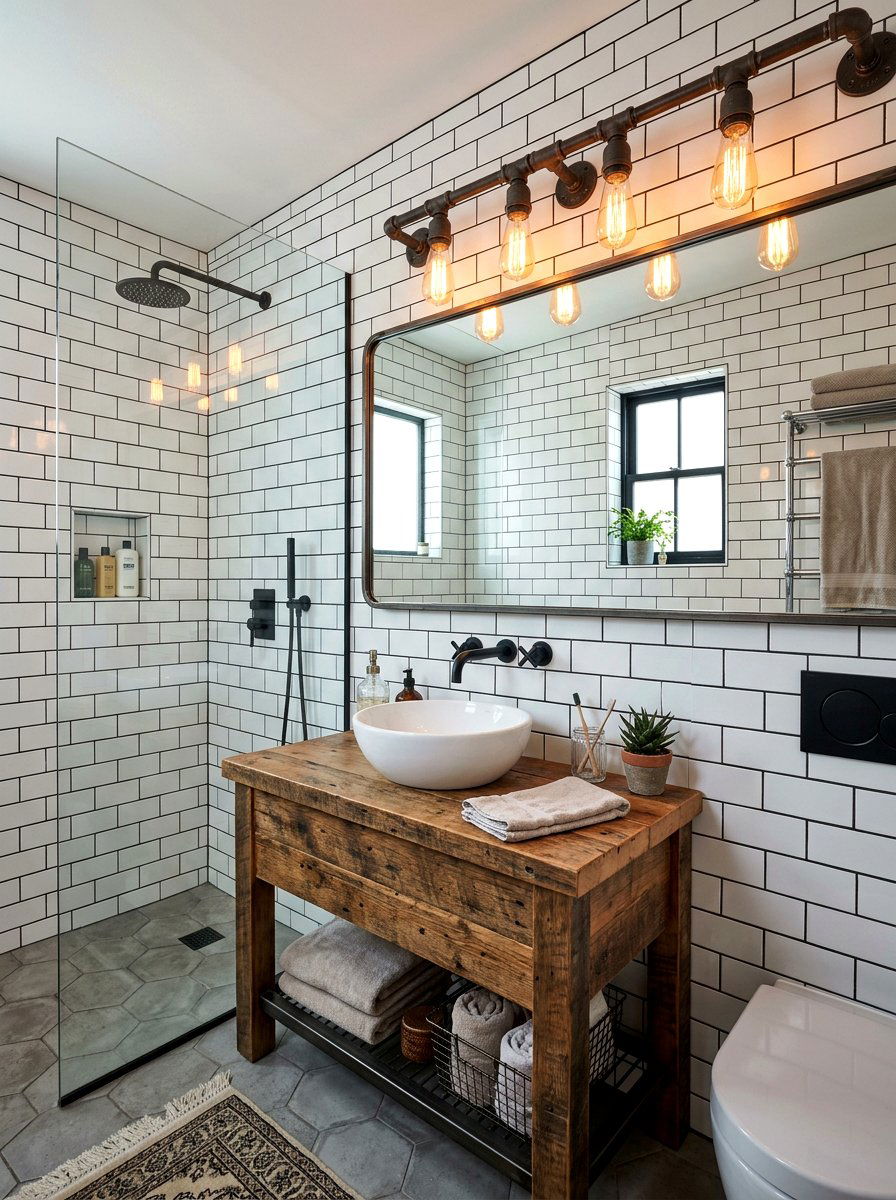 Urban Exposed Filament Bulb - 30 bathroom lighting ideas