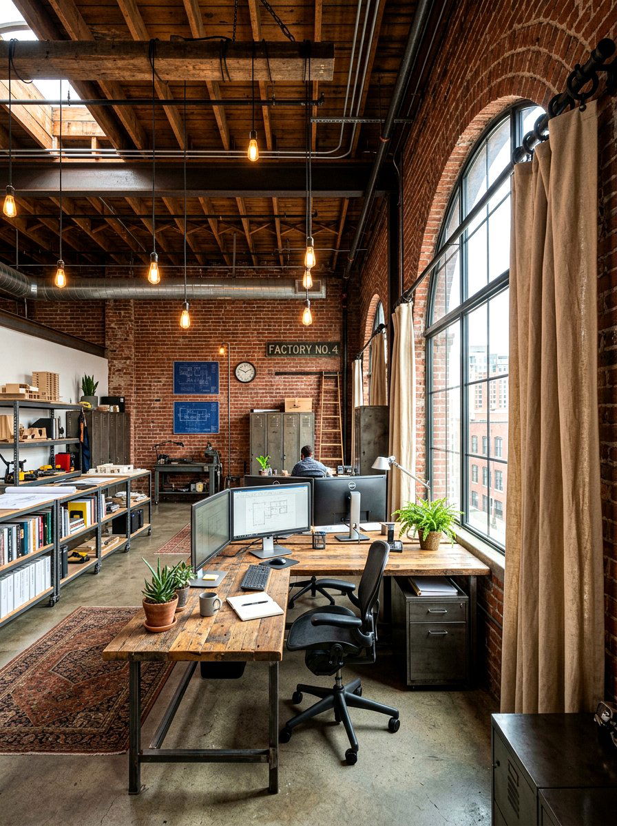 Urban Industrial Office Curtains - 30 office curtain ideas