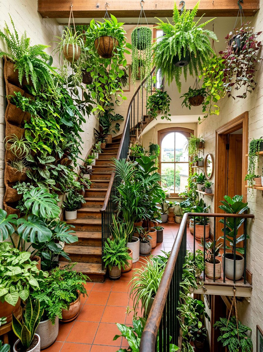 Urban Jungle Staircase Landing - 30 stair landing plant nook ideas