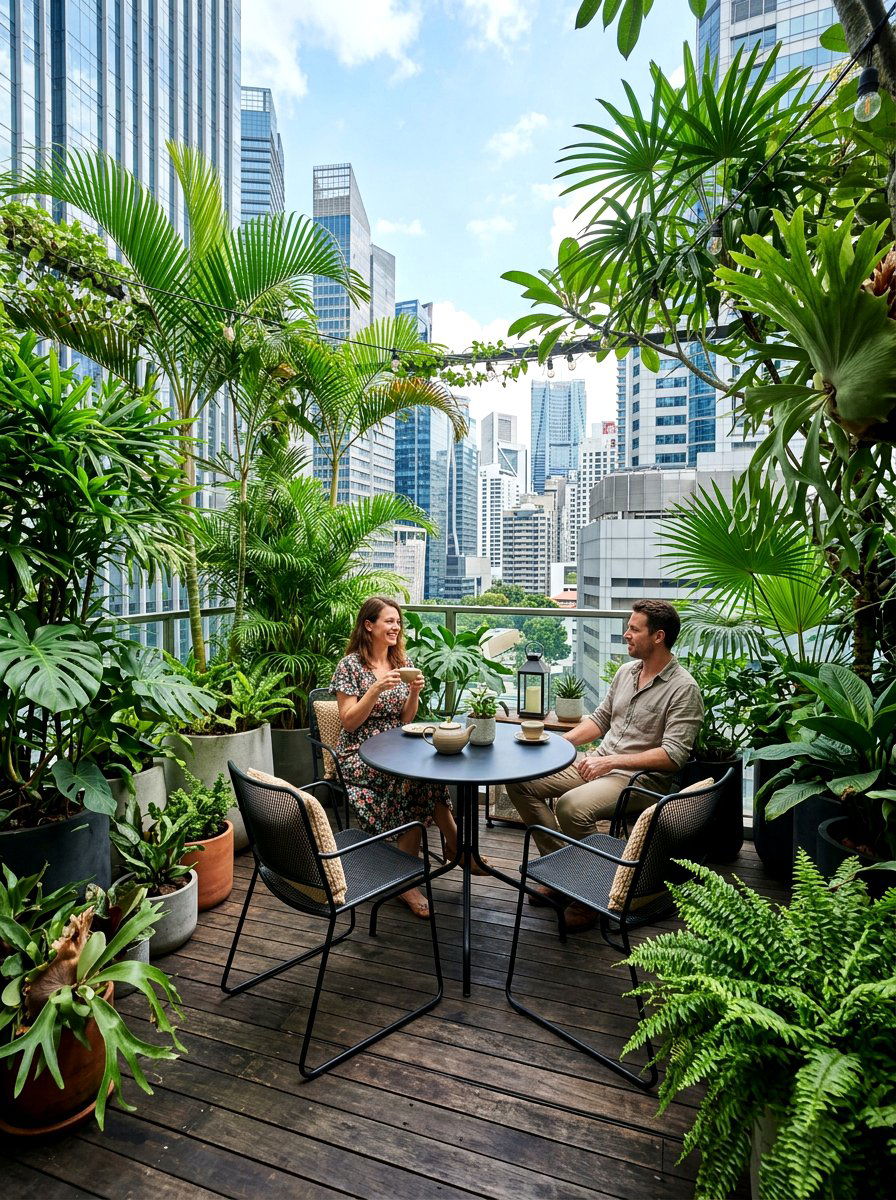 Urban Jungle Tea Terrace - 30 tea garden corner ideas