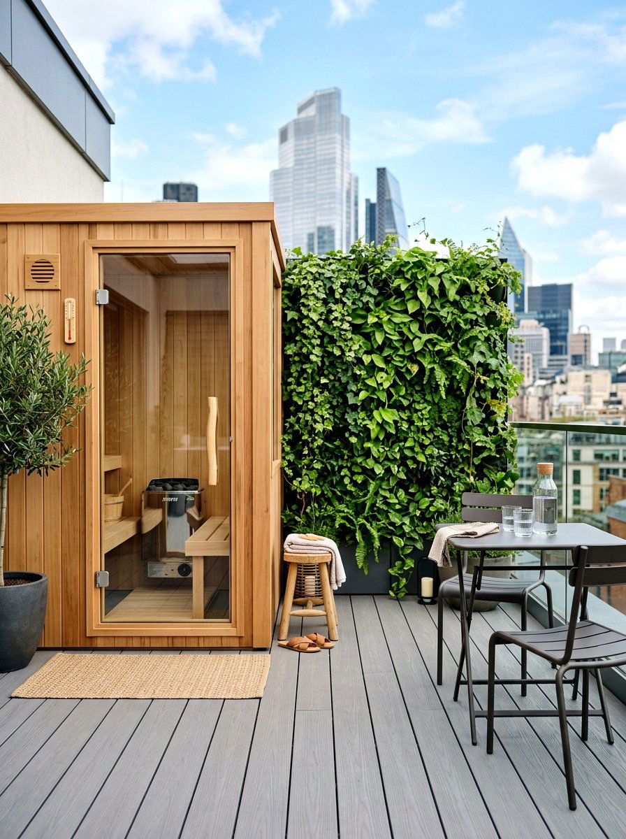 Urban Patio Sauna Vertical Garden - 30 sauna patio retreat ideas