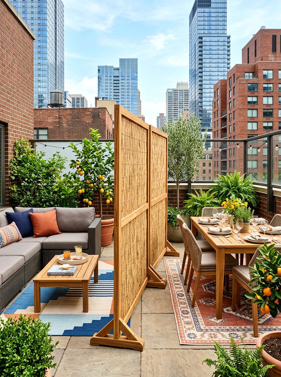 Urban Patio Space Divider - 30 reed fence ideas