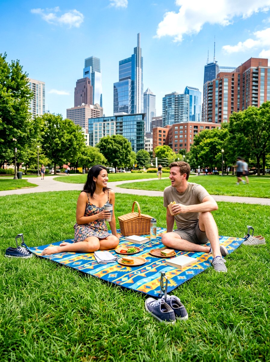 Urban Picnic With Shoe Anchors - 30 picnic blanket corner ideas