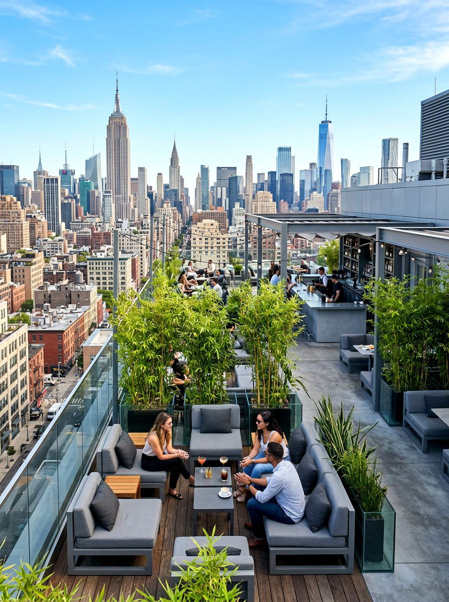 Urban Rooftop Cafe Area - 30 patio cafe corner ideas