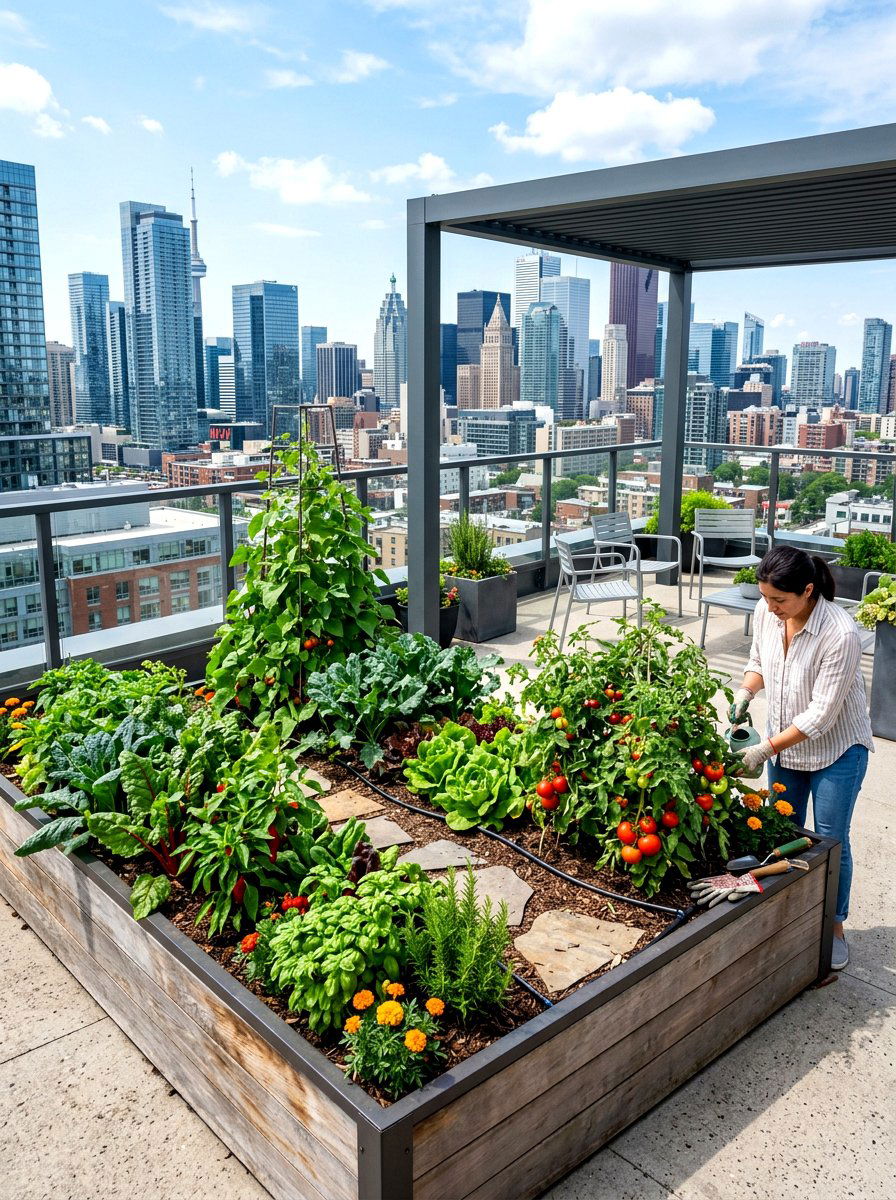 Urban Rooftop Garden Bed - 30 elevated garden bed ideas