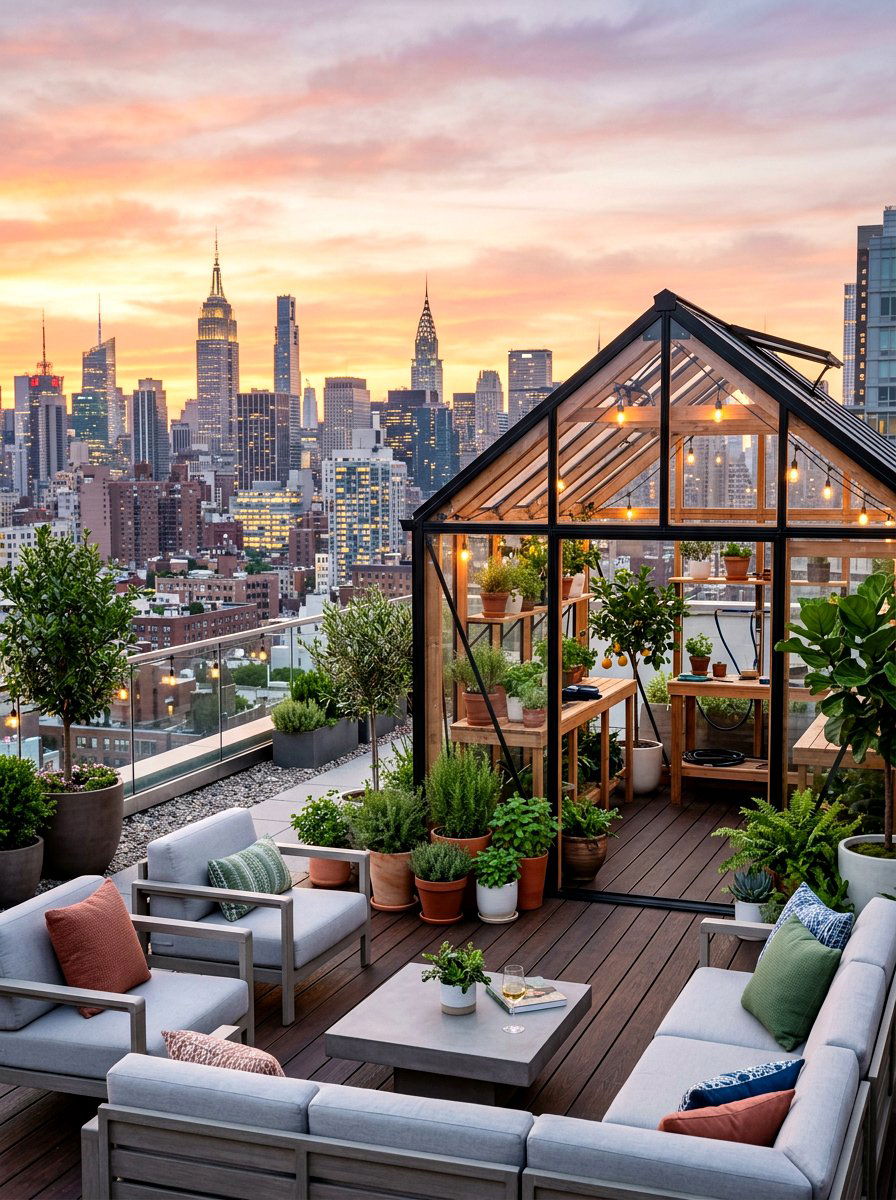 Urban Rooftop Greenhouse - 30 rainproof patio ideas