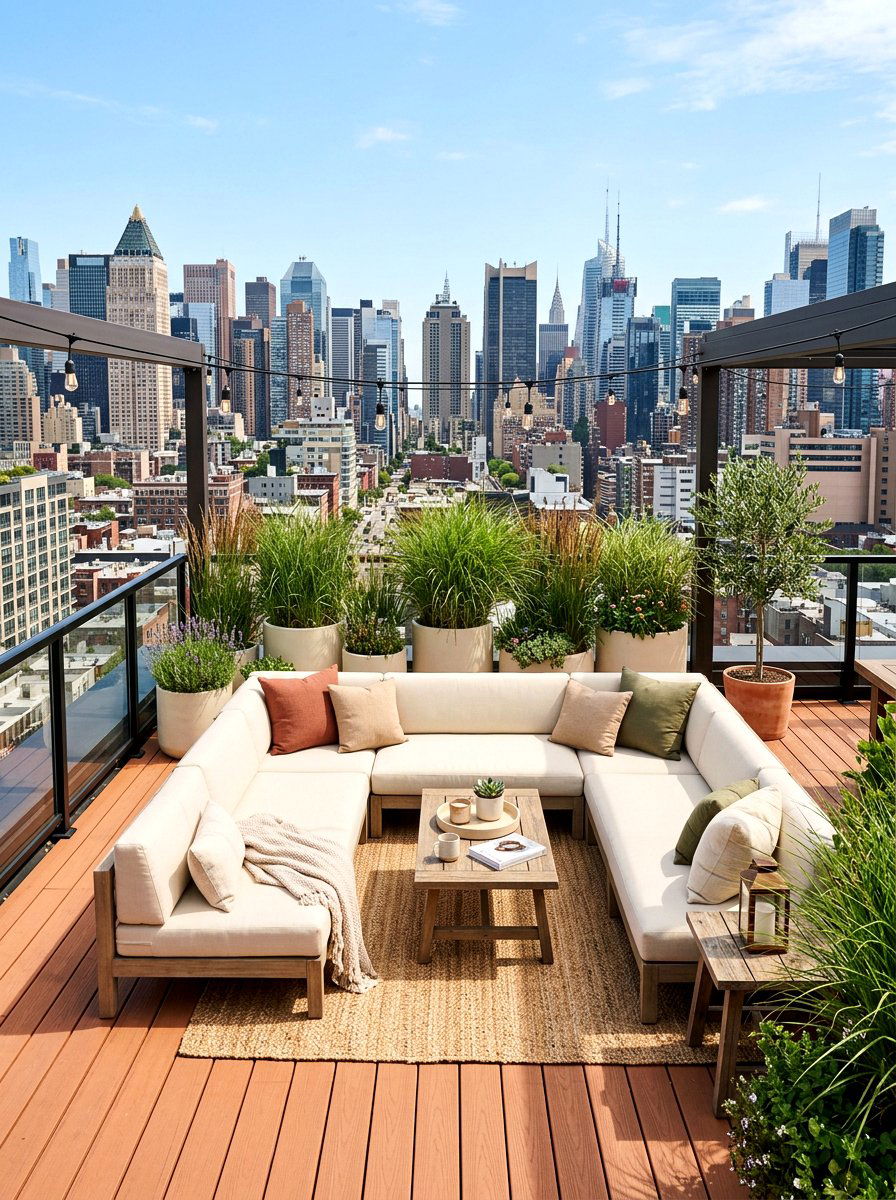 Urban Rooftop Patio - 30 terracotta and cream patio ideas