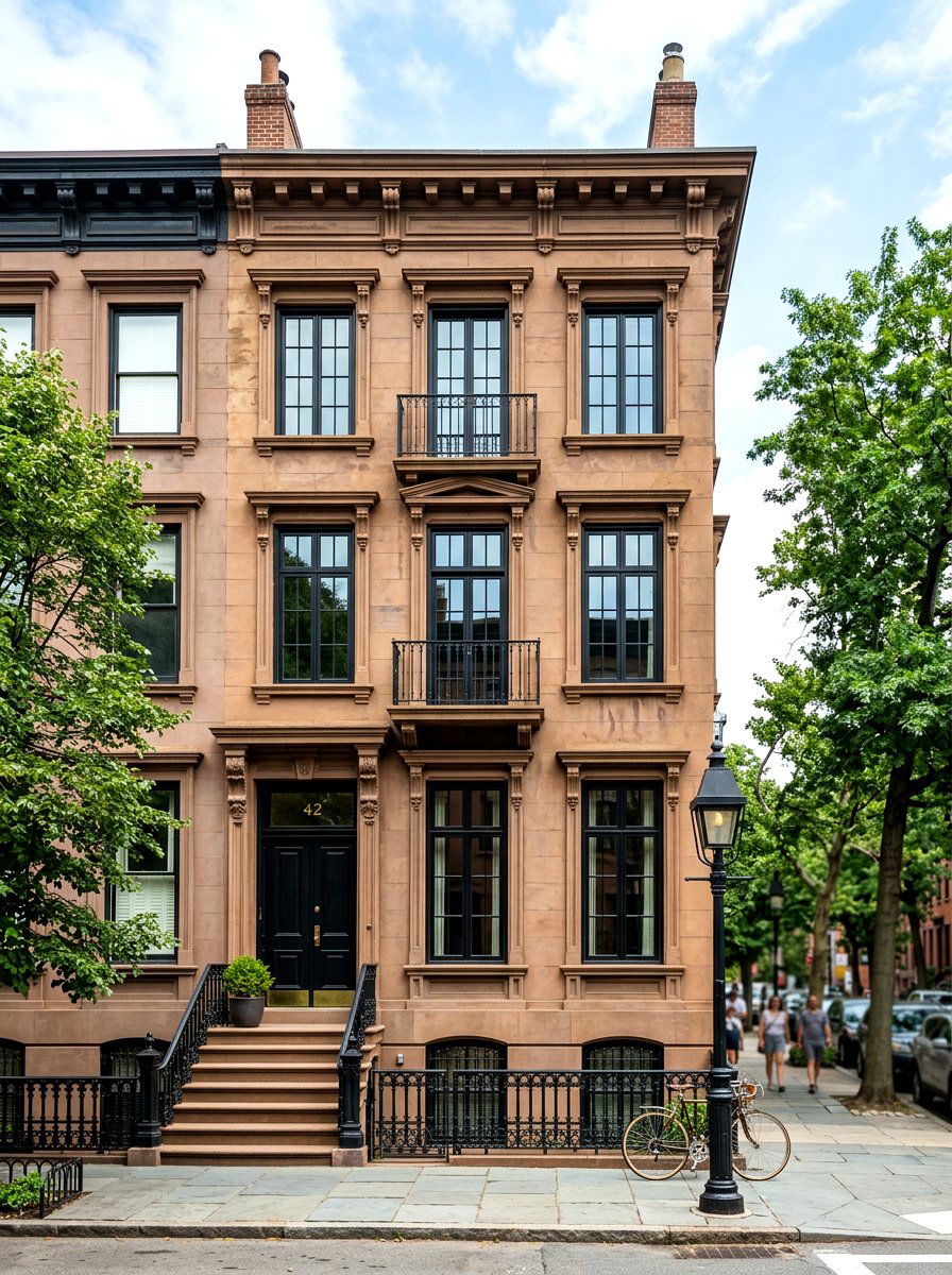 Urban Row House Facade - 30 black bronze window exterior ideas
