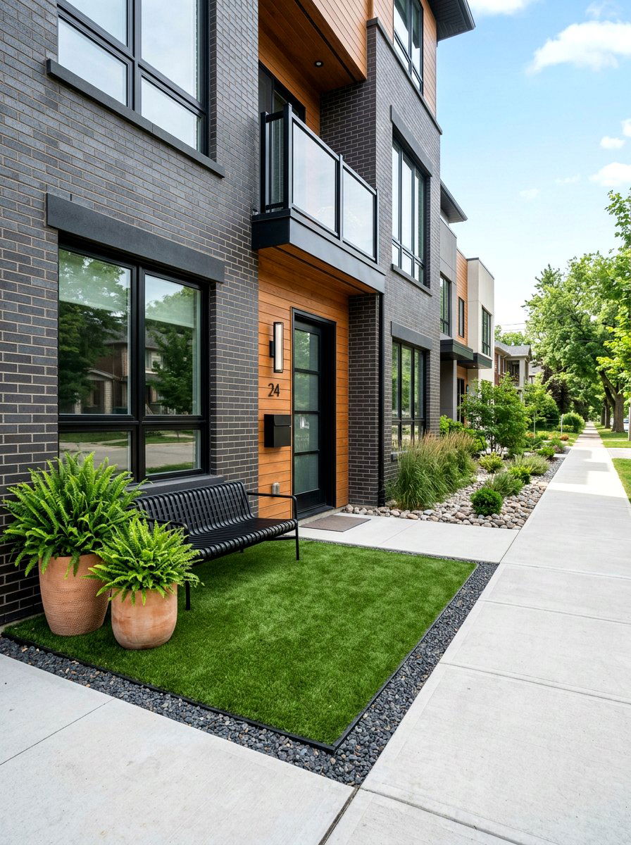 Urban Townhouse Mini Lawn - 30 artificial grass front yard ideas