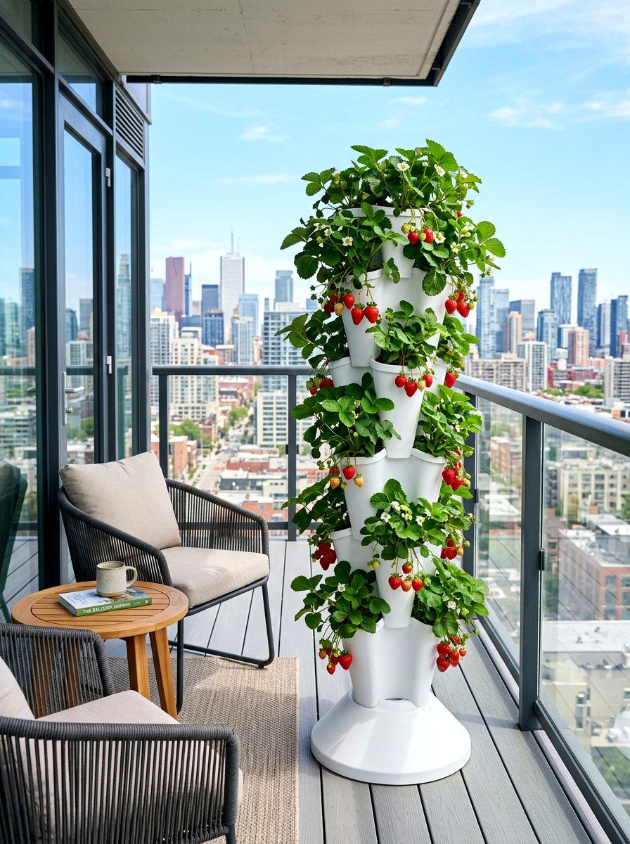 Urban Vertical Strawberry Tower - 30 berry patch layout ideas