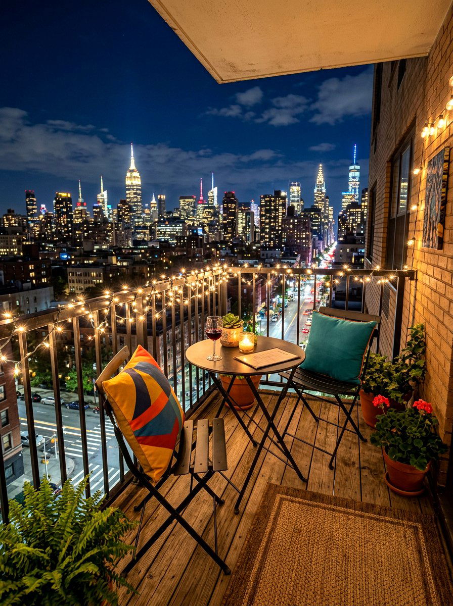 Urban balcony bistro corner - 30 starlit patio hosting ideas